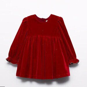 Abel & Lula Red Glitter Velvet Dress Size 18 months NTW